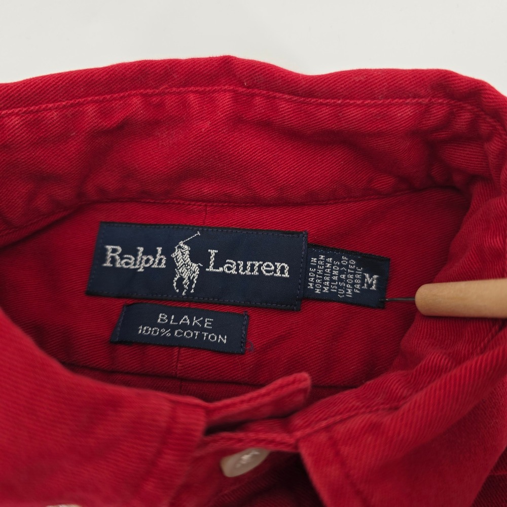Polo Ralph Lauren Blake Button Down Shirt Mens Cotton Twill Red Medium - Picture 5 of 7